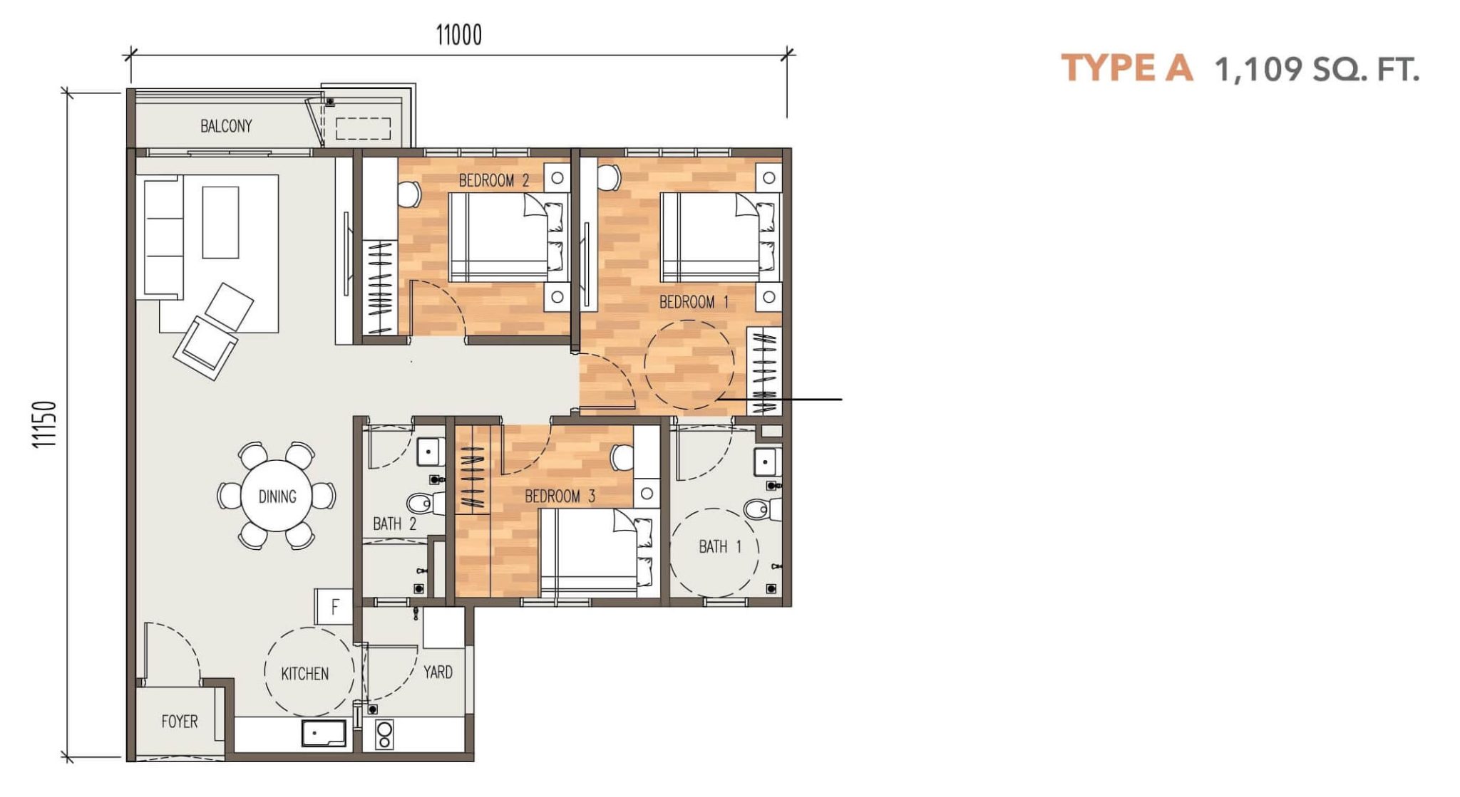 Tuai Timur Type A floor plan in Setia Alam, Selangor